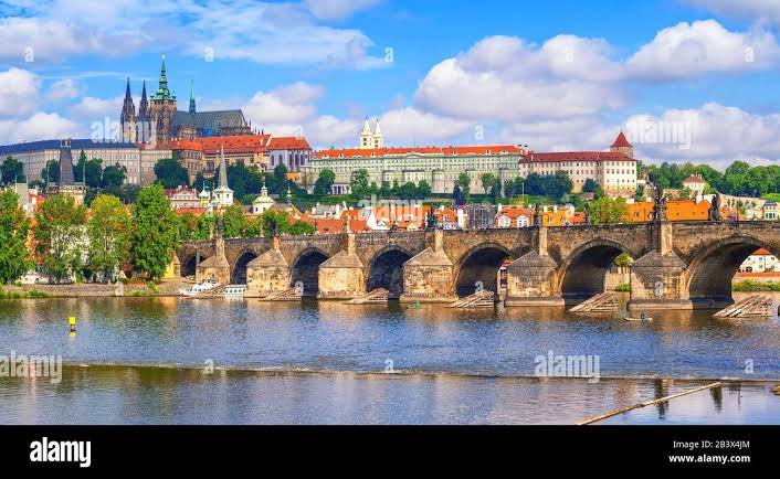 Prague Charles Bridge Castle View Czechia